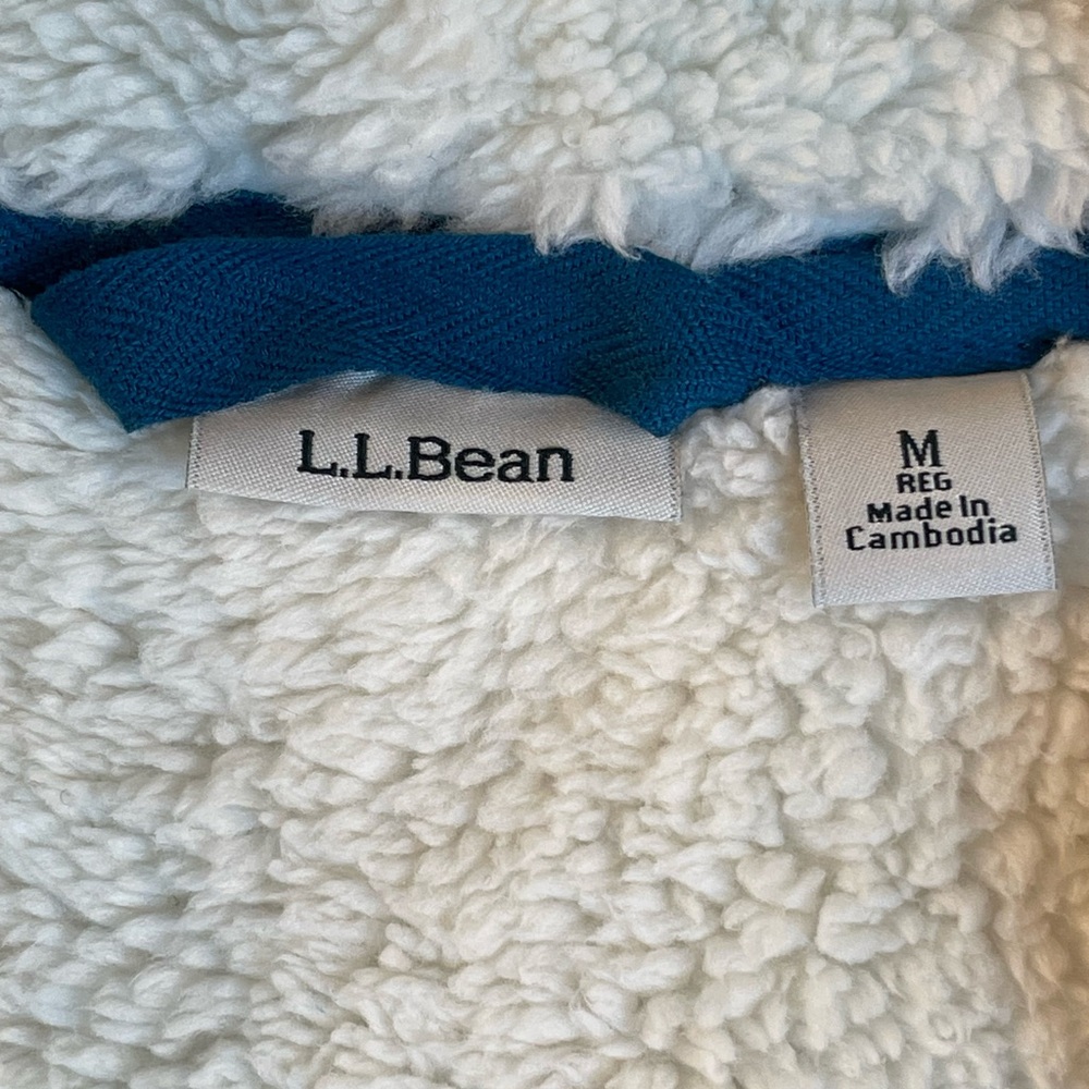 L.L.Bean Teal Sherpa-Lined Cardigan Women’s Size Medium - Picture 2 of 10